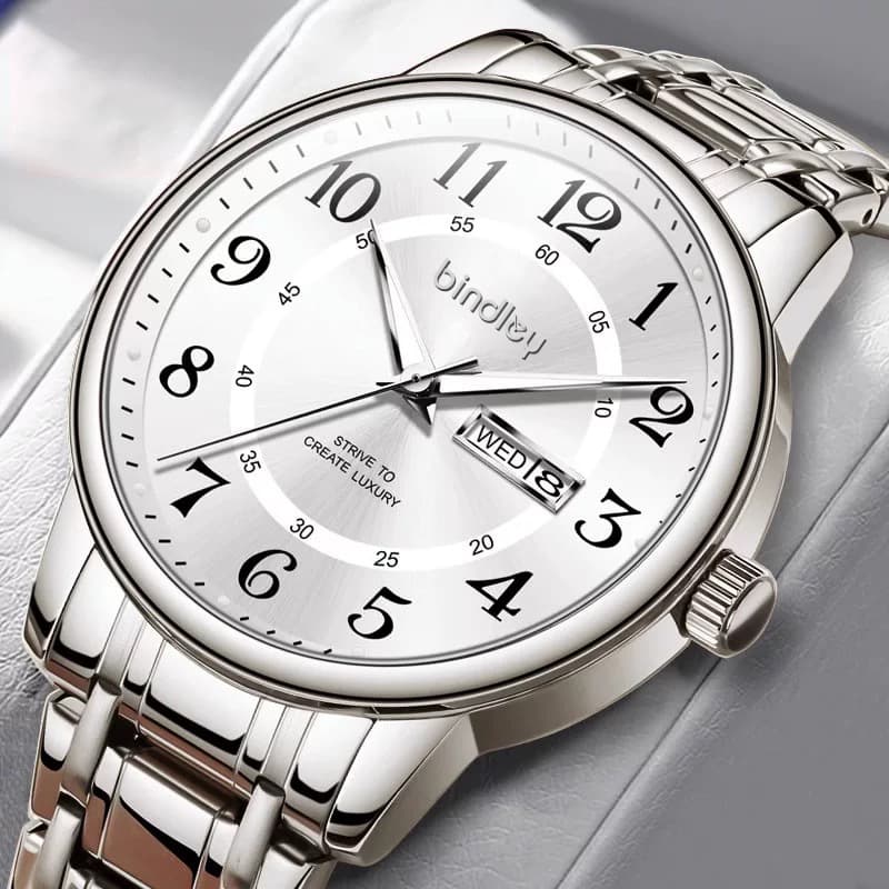 2025 new men's watch model, high-end digital elderly watch, fully automatic movement, dual calendar quartz 4