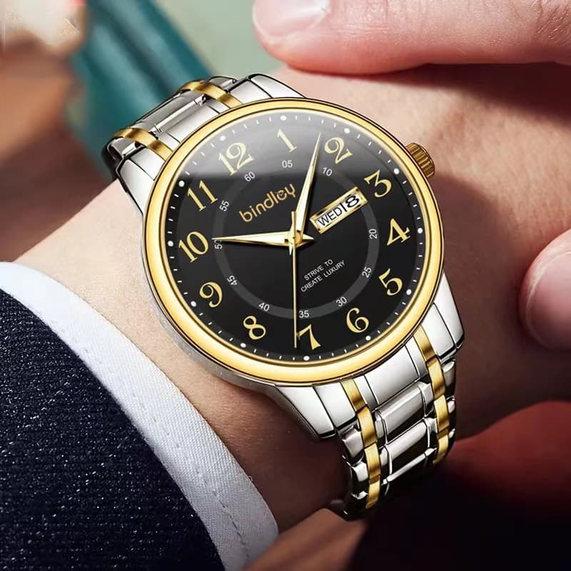 2025 new men's watch model, high-end digital elderly watch, fully automatic movement, dual calendar quartz 5