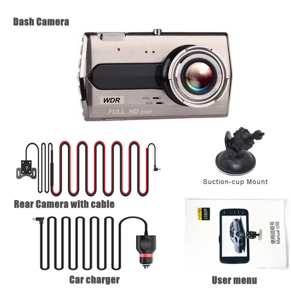 4-inch zinc alloy driving recorder HD dual lens cross-border Vietnam car driving recorder DVR 3