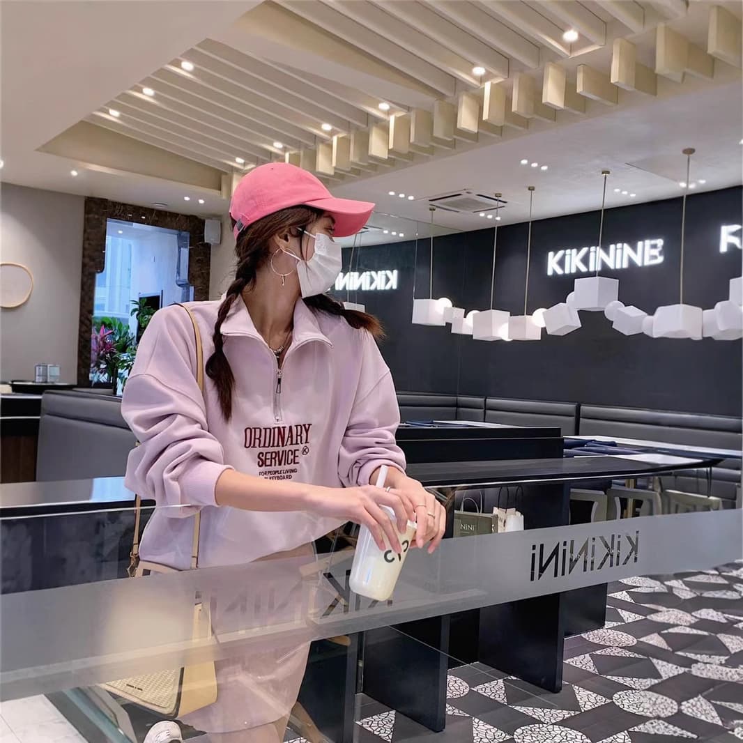 Korean exquisite embroidered half-zip pullover sweatshirt 2025 spring and autumn new product stand collar women's style simple temperament 5