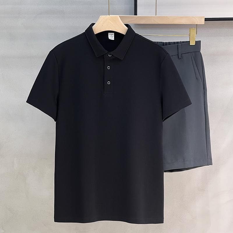 Heavy cotton solid color POLO shirt lapel light mature business short-sleeved T-shirt commuter men's spring and summer shirt work clothes 9