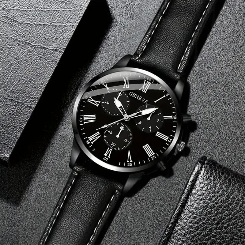 GENEVA trendy men's cross-border belt watch men's simple business watch men's suit men's one-piece drop shipping 4
