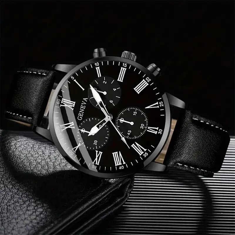 GENEVA trendy men's cross-border belt watch men's simple business watch men's suit men's one-piece drop shipping 5