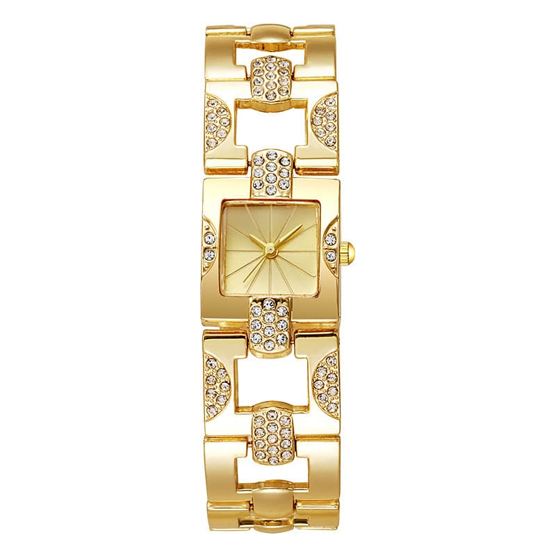 New retro alloy suit temperament ladies bracelet watch square bar studded with diamonds ladies watch steel band 6