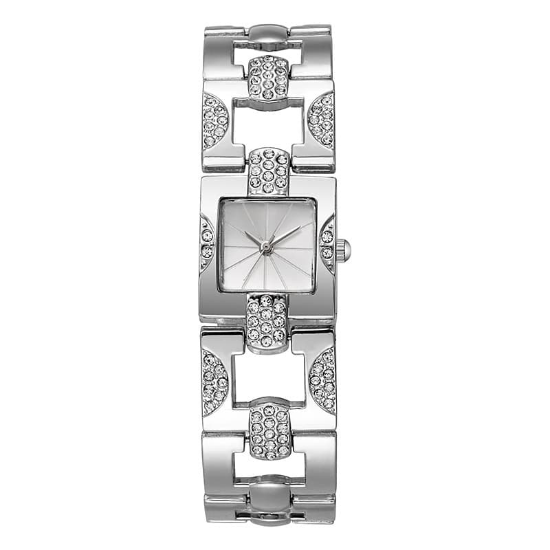 New retro alloy suit temperament ladies bracelet watch square bar studded with diamonds ladies watch steel band 7