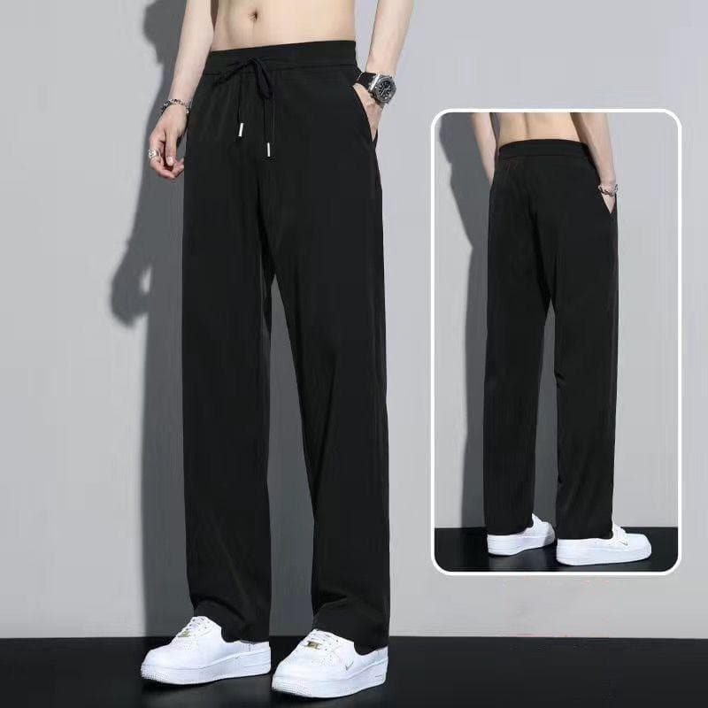 2025 New Summer Ice Silk Stretch Pants Men's Thin Trendy Brand Leg-tie Loose Sports and Casual Pants 6