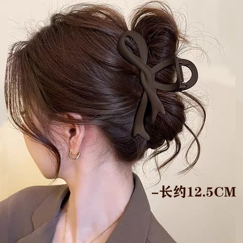 Maillard coffee-colored matte hairpin for women, high-end hairpin for the back of the head, large-volume shark hairpin headgear 9