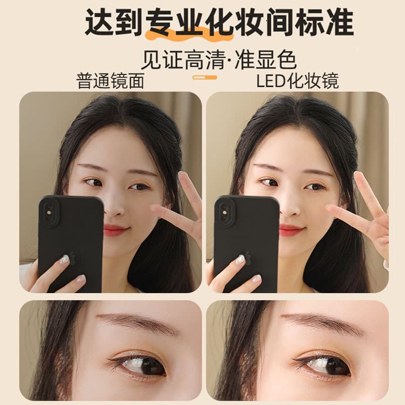 LED Internet celebrity makeup mirror foldable portable makeup mirror student dormitory makeup mirror home dressing table fill-in mirror 5
