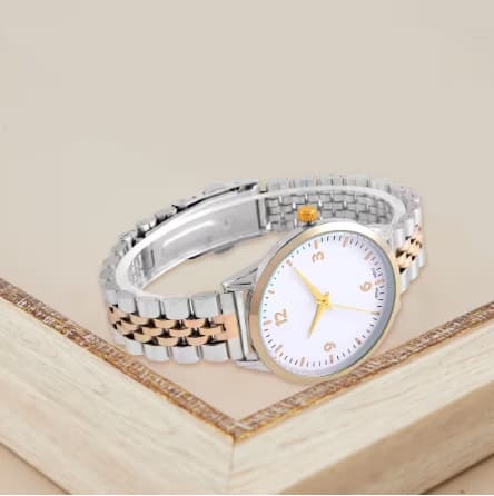 Customized women's watch waterproof quartz analog round easy-to-read business commute versatile steel band women's watch 4