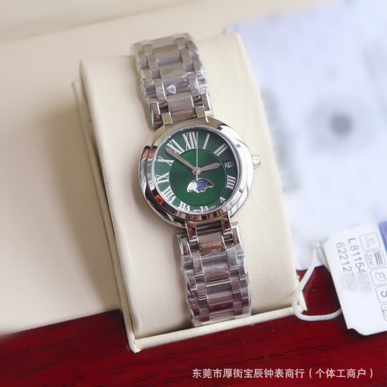 Watch for women, simple temperament, Korean style, high version, waterproof, heart and moon, niche, high-looking, moon phase and stars 30.5mm calendar 7