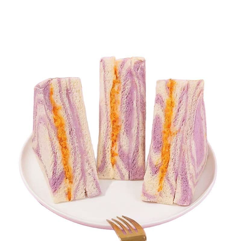 Fresh taro and taro puree meat floss sandwich student breakfast meal replacement bread nutritious and healthy food independent bagged food 6