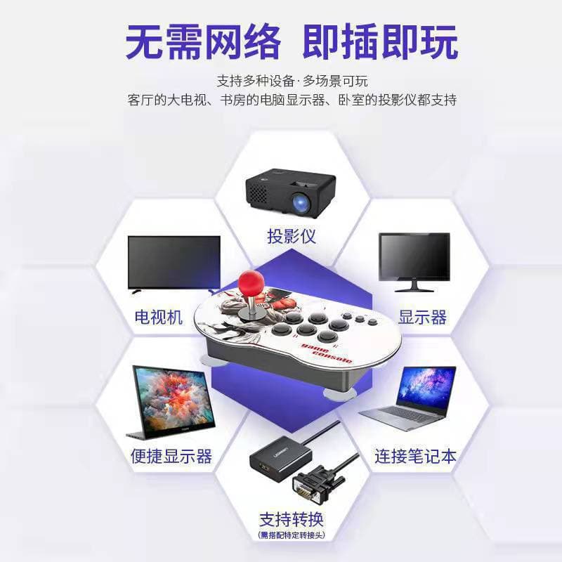 MT6 TV double console game console, joystick double turret, PS1 HD 4K arcade Moonlight Box game 4
