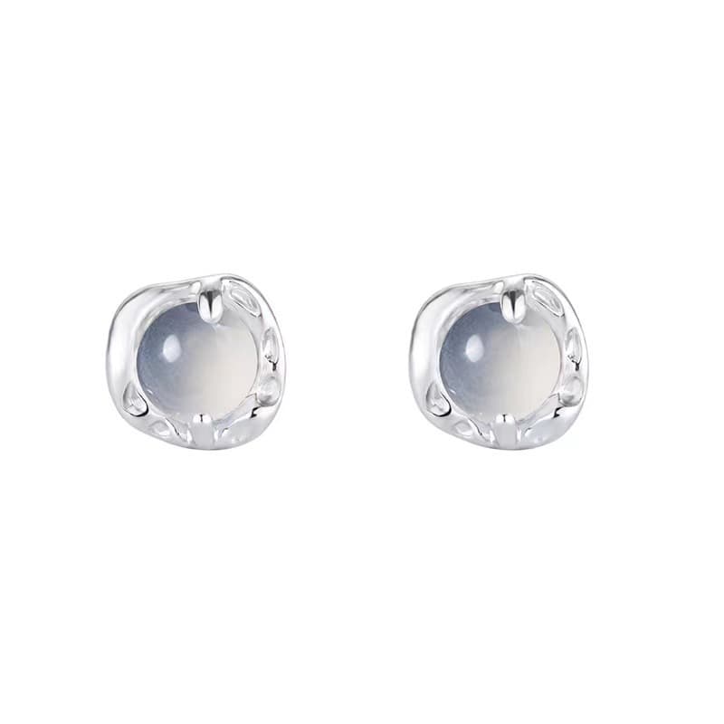 Small and exquisite white moonlight earrings, niche design, high-end cold style, simple temperament, elegant and playful earrings 6