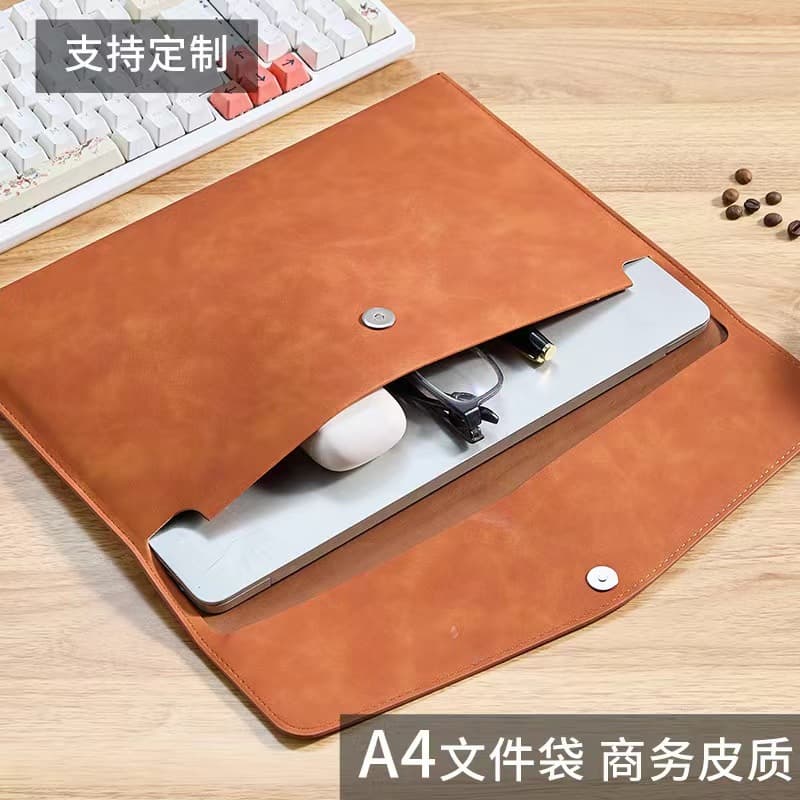 a4 leather file storage bag briefcase simple retro single layer thickened waterproof large capacity business meeting bag 3