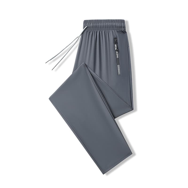 Ultra-thin pants, summer leg-tie men's ice silk pants, breathable casual pants, sports pants, quick-drying pants, men's stretch straight large size 7
