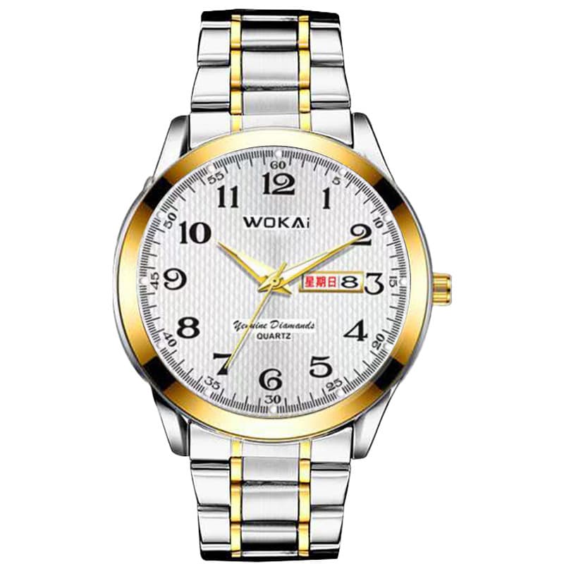 Popular fully automatic men's watch for the elderly, large digital dual calendar display, simple and atmospheric quartz watch 8