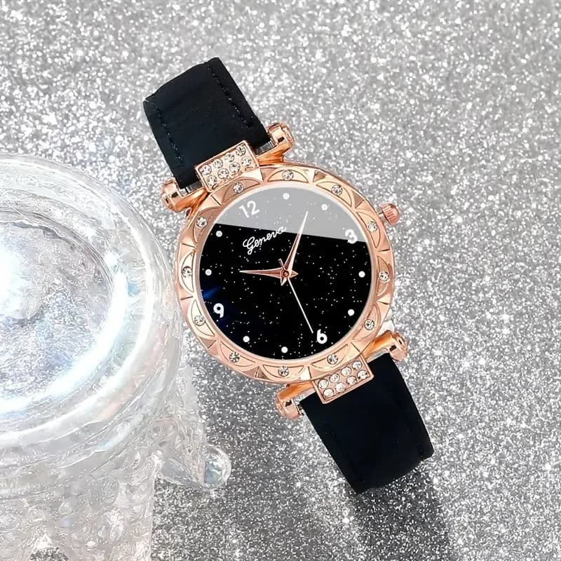 Ladies Watch 5 Piece Set Luxury Rhinestone Ladies Fashion Elegant Watch Quartz Watch Girls Watch Bracelet Gift 3