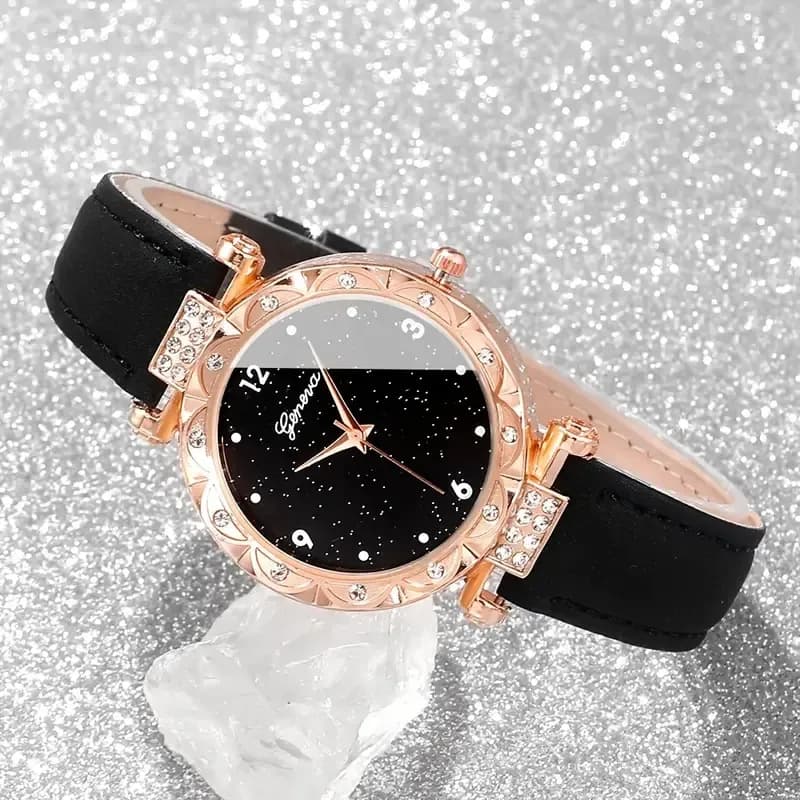 Ladies Watch 5 Piece Set Luxury Rhinestone Ladies Fashion Elegant Watch Quartz Watch Girls Watch Bracelet Gift 4