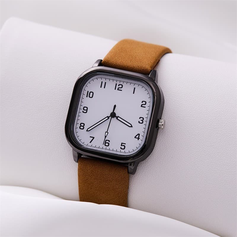 Square watch unisex fashionable quartz watch simple trendy imitation leather decorative alloy manufacturer wholesale 8
