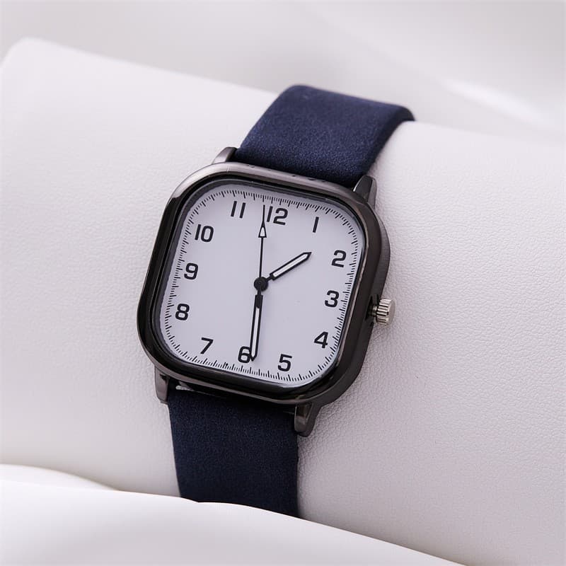 Square watch unisex fashionable quartz watch simple trendy imitation leather decorative alloy manufacturer wholesale 9