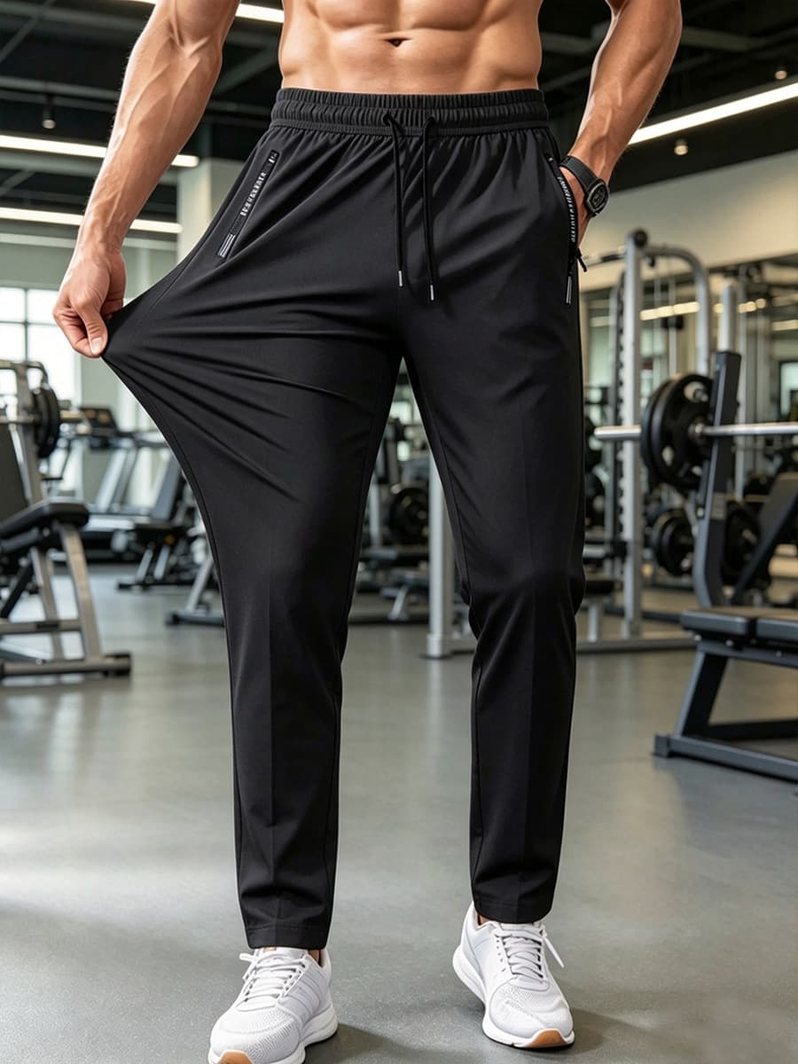 Men's summer nylon ice silk trousers men's thin breathable large size casual stretch trousers flat-footed quick-drying trousers 7