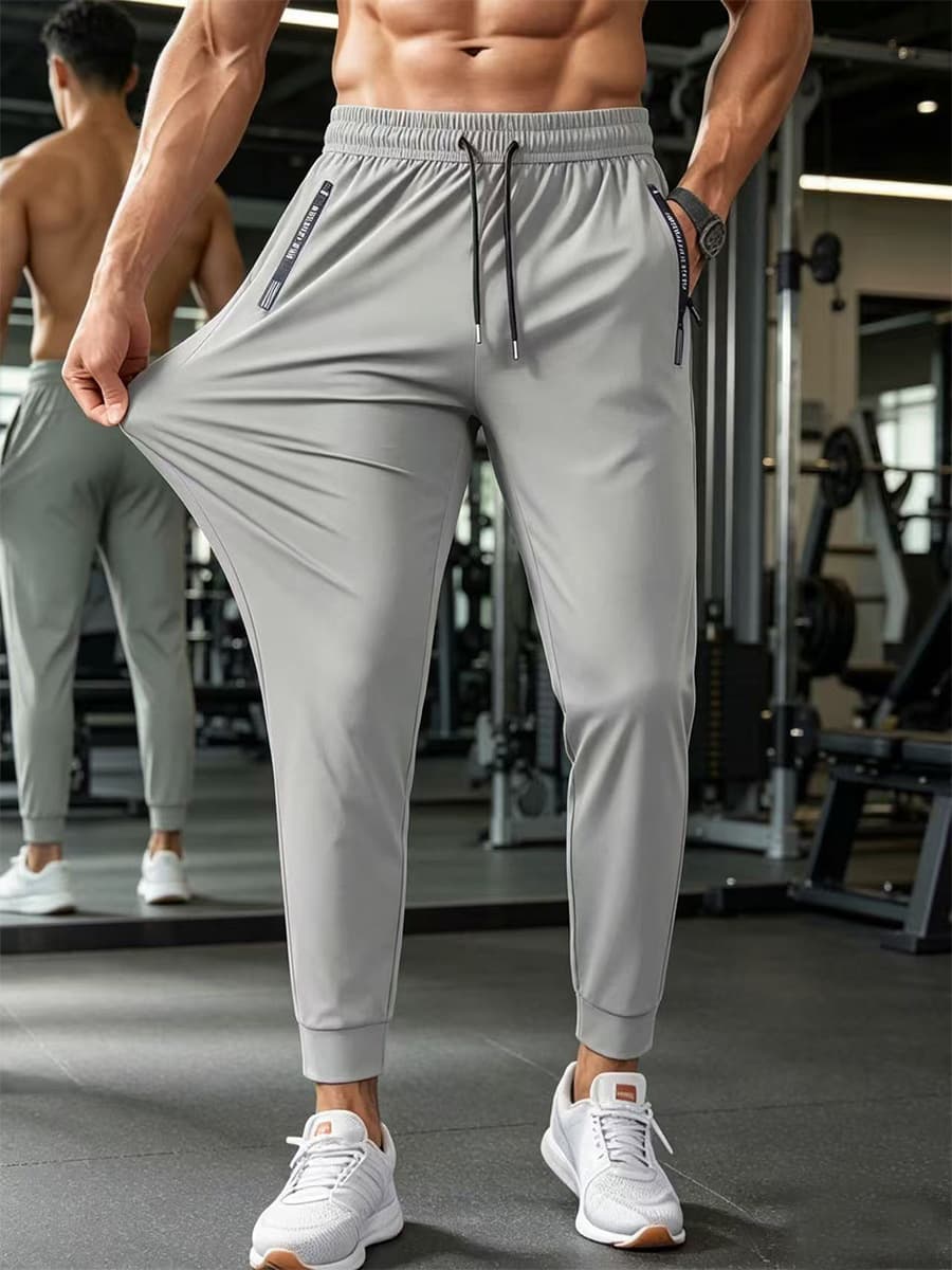 Men's summer nylon ice silk trousers men's thin breathable large size casual stretch trousers flat-footed quick-drying trousers 10