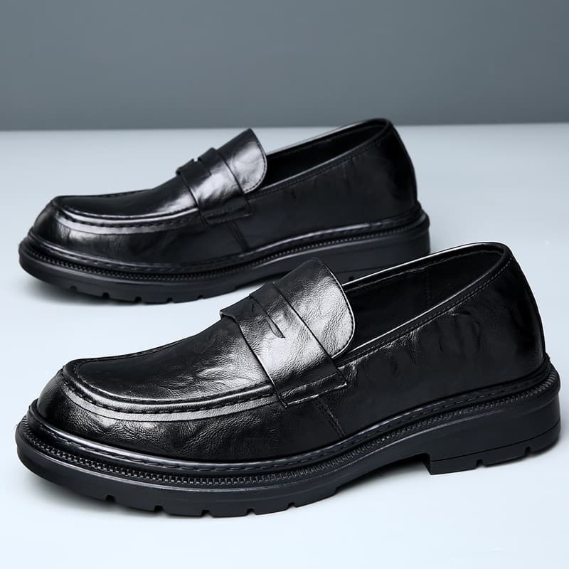 Leather shoes for men, autumn new business men's shoes, thick-soled slip-on casual leather shoes, comfortable and lightweight lazy loafers 4