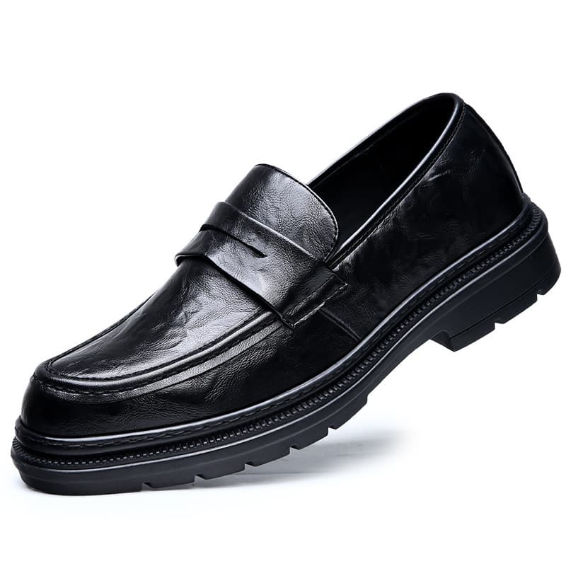 Leather shoes for men, autumn new business men's shoes, thick-soled slip-on casual leather shoes, comfortable and lightweight lazy loafers 6