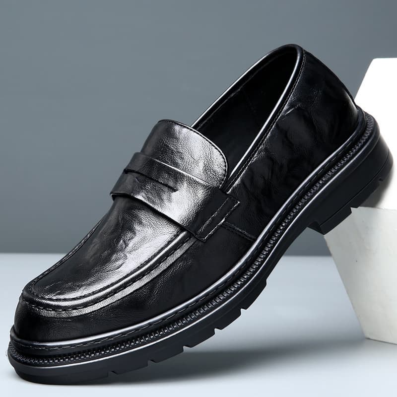 Leather shoes for men, autumn new business men's shoes, thick-soled slip-on casual leather shoes, comfortable and lightweight lazy loafers 7