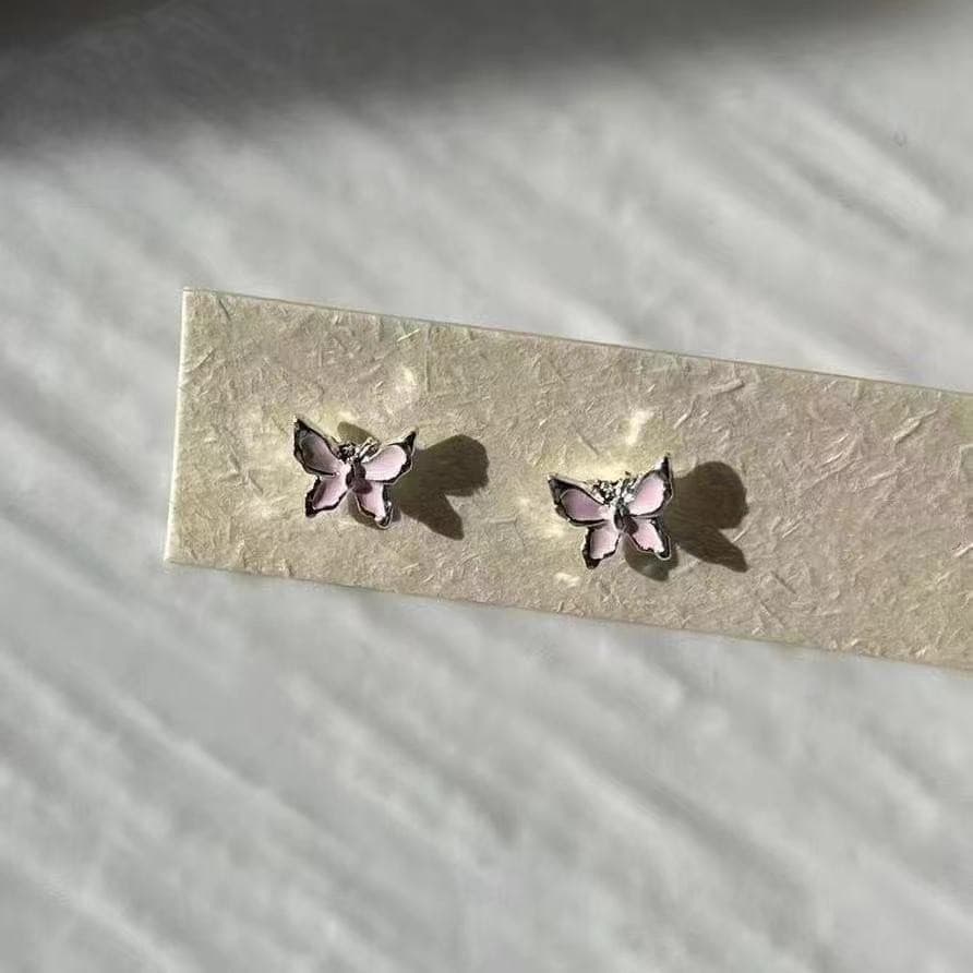 Sweet cool ins forest style small fresh cute sweet little butterfly earrings elegant small temperament simple versatile earrings 8