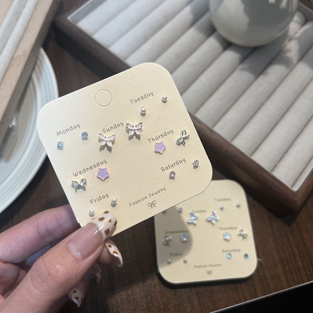 Kasuga Forest Sweet Butterfly Earring Set Wholesale Small Fresh Elegant Cute Compact Versatile Pearl Earrings for Women 3