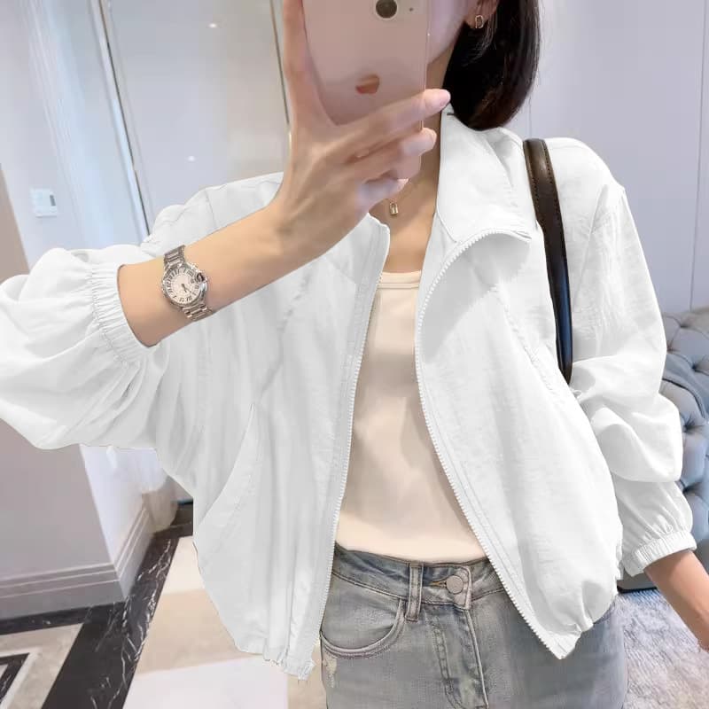 Sun protection clothing for women 2025 summer new style lazy style French casual fashion light and breathable sun protection clothing short coat for women 4