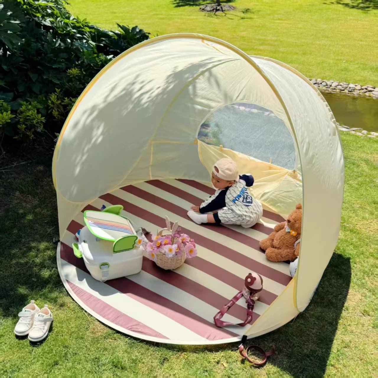Outdoor beach children's seaside picnic tent automatic folding portable quick-open breathable sun protection sunshade tent