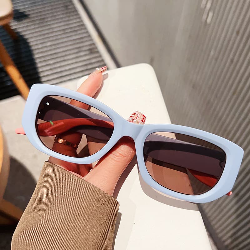 Y2K retro blue square sunglasses for women 2024 new dopamine style round face photo sunglasses high-end 8
