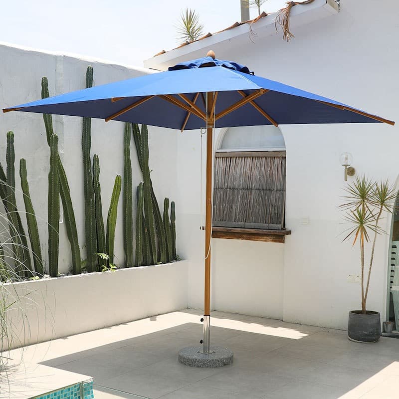 Outdoor wooden umbrella hard wooden beach umbrella leisure courtyard decoration garden antique style 48 large center column wooden pole parasol