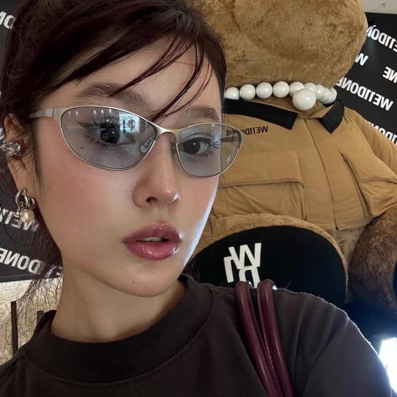 High-looking retro metal cat-eye sunglasses for women outdoor punk no-makeup artifact glasses frame Korean style men's sunglasses 5
