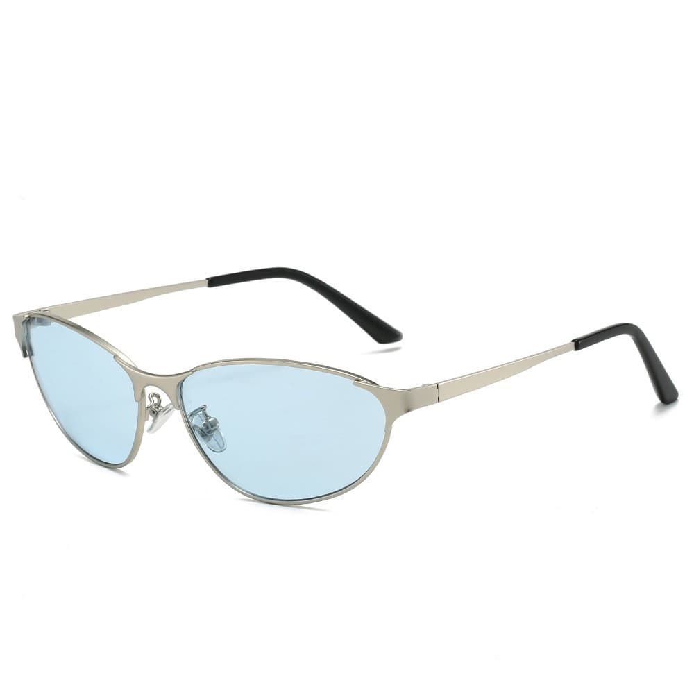 High-looking retro metal cat-eye sunglasses for women outdoor punk no-makeup artifact glasses frame Korean style men's sunglasses 6