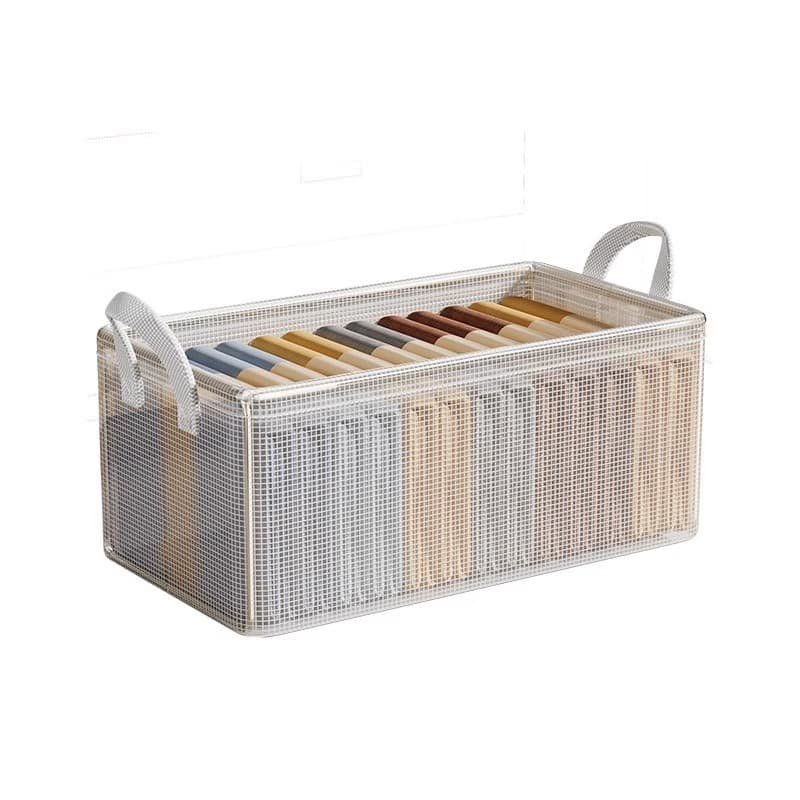 Clothes storage box, home wardrobe, layered organizing box for clothes and pants, transparent folding storage basket frame special 6