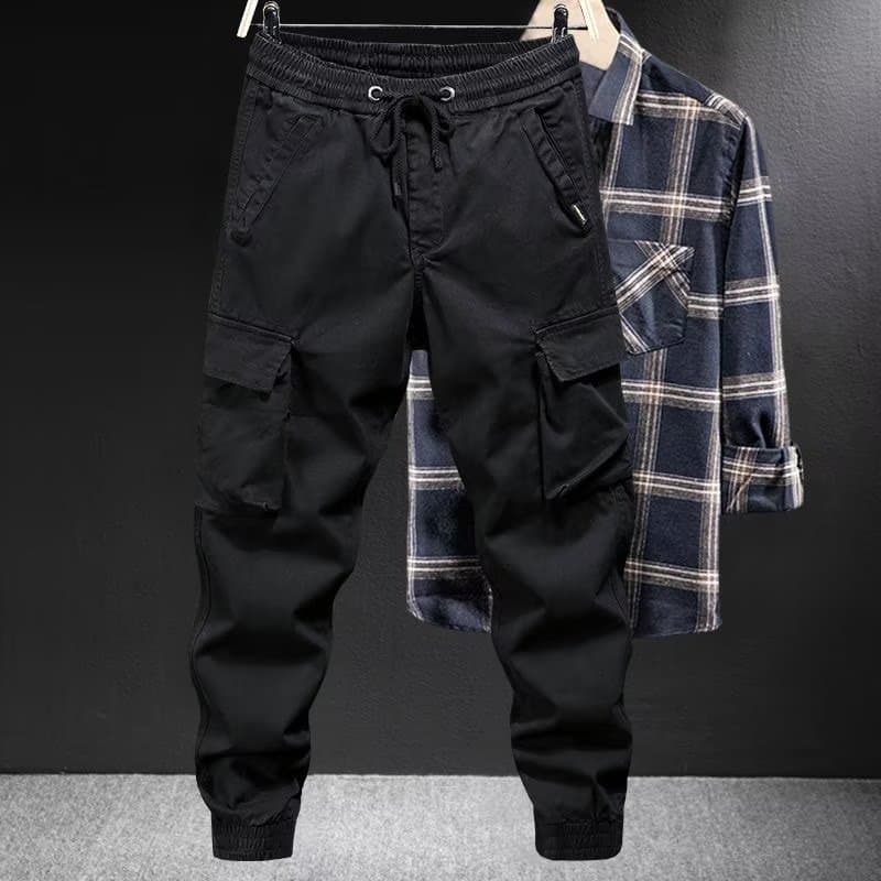 Work pants for men at the construction site, wear-resistant and stain-resistant, plus size loose elastic overalls, ankle-tie labor protection work pants 9
