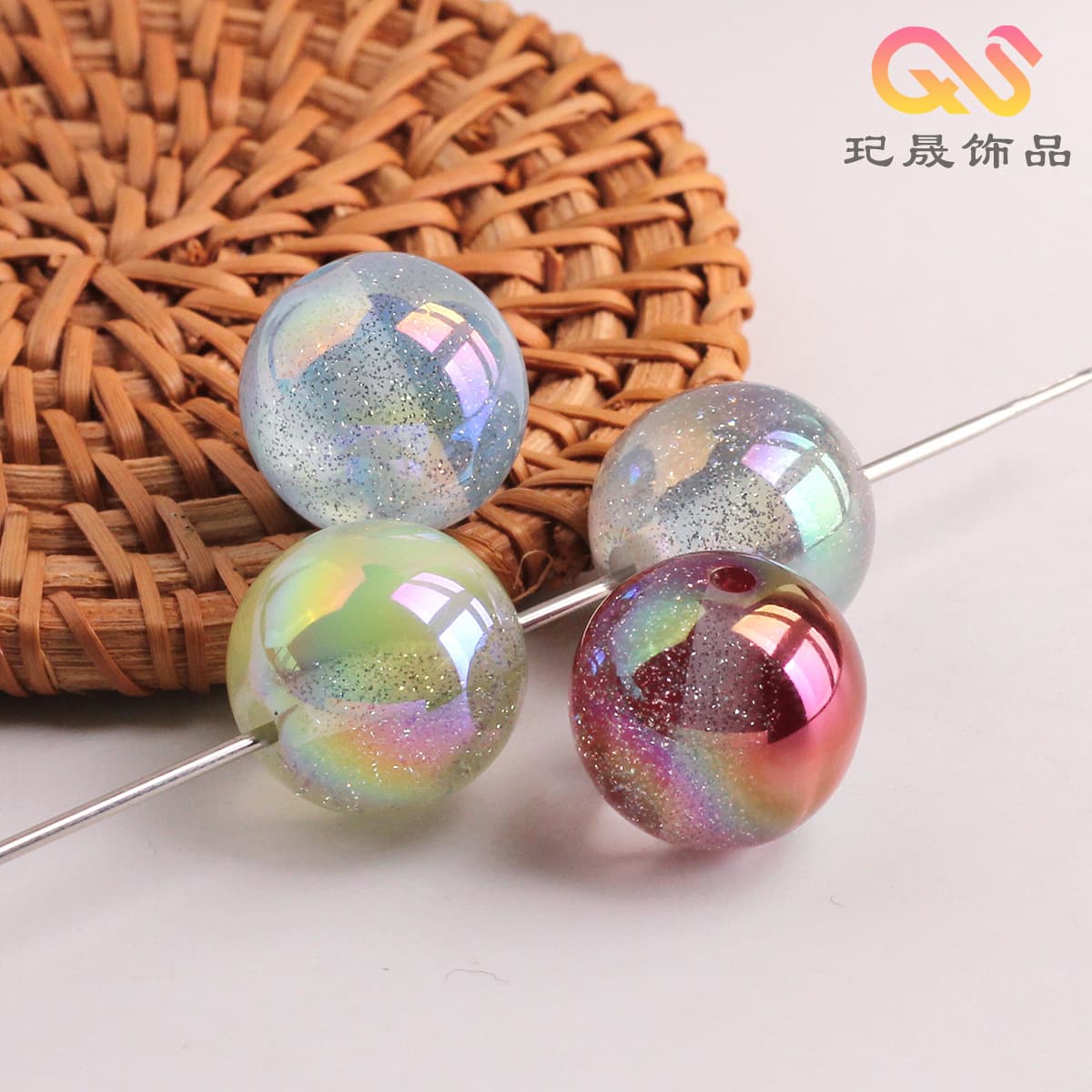 Starry cat's eye UV plated perforated beads DIY mobile phone chain bracelet necklace earrings high-end accessories material 2