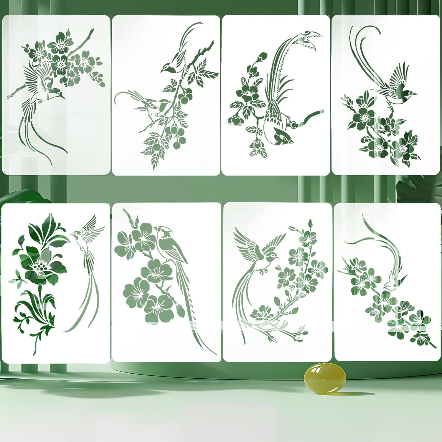 Cross-border flower and bird hollow template children's graffiti painting template student oil pastel board handwritten newspaper painting template wholesale 2