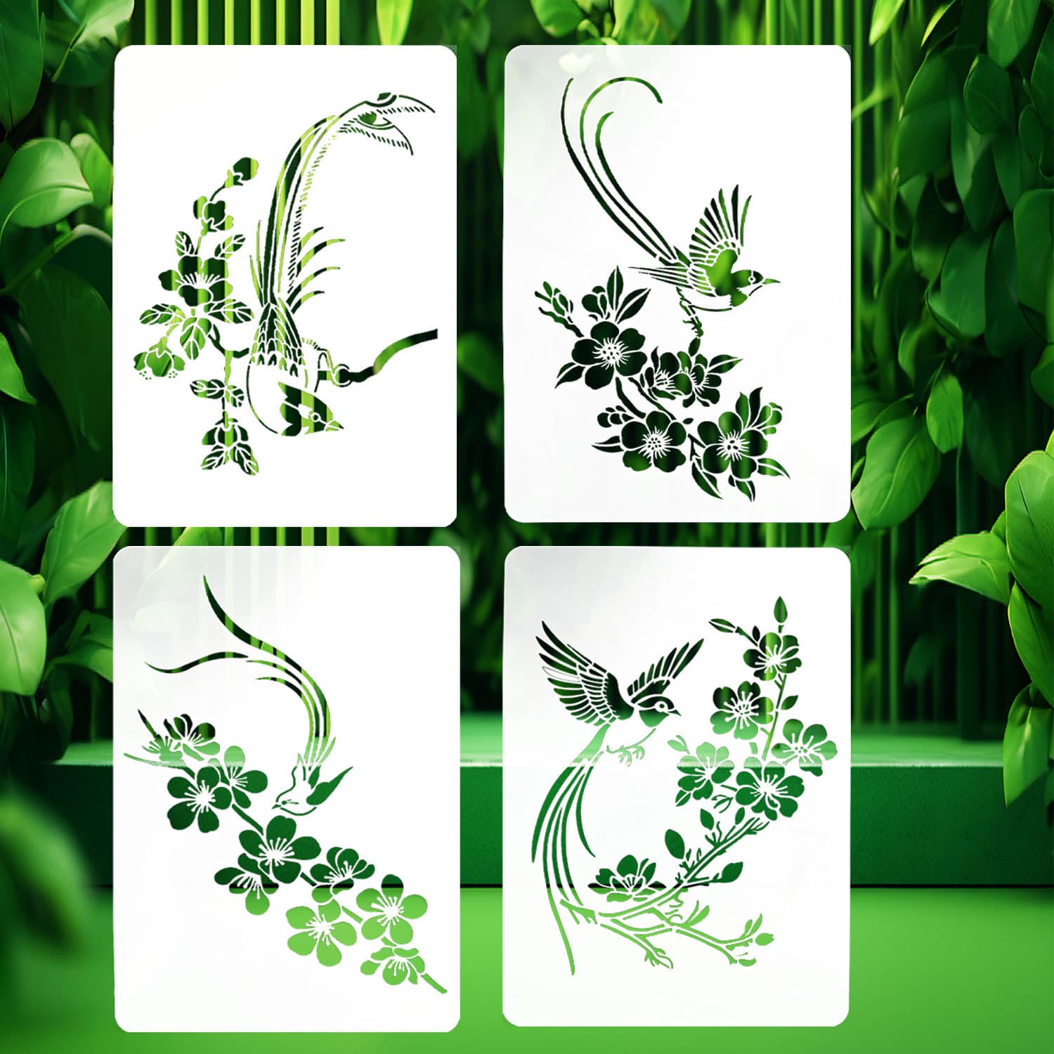 Cross-border flower and bird hollow template children's graffiti painting template student oil pastel board handwritten newspaper painting template wholesale 9