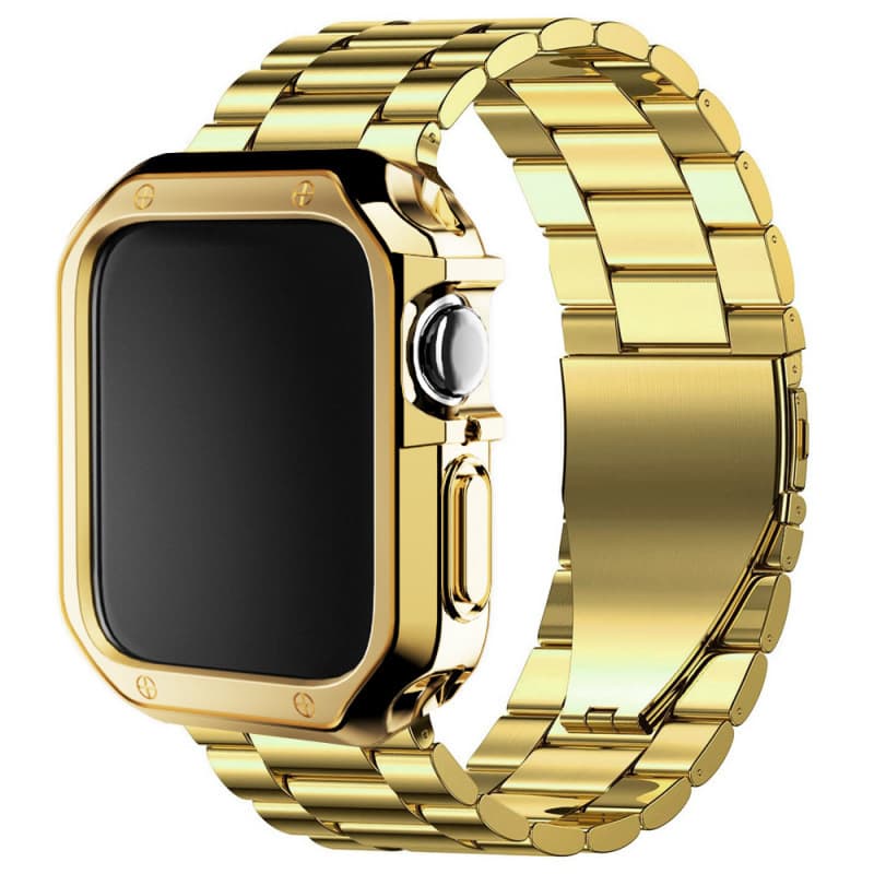 Suitable for Apple Watch Ultra 8 7 tpu case + stainless steel folding buckle three-bead strap 7