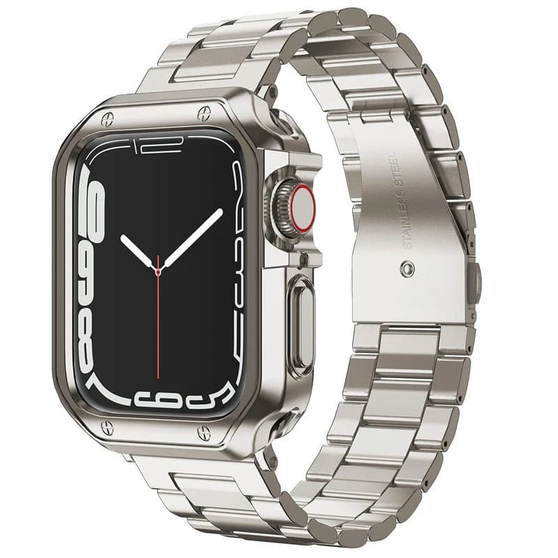 Suitable for Apple Watch Ultra 8 7 tpu case + stainless steel folding buckle three-bead strap 9