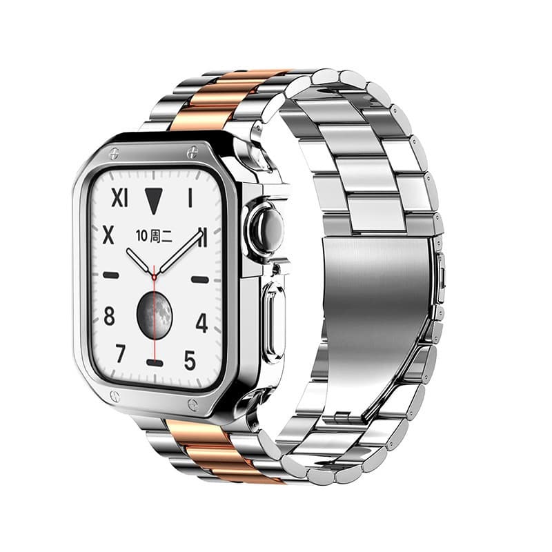 Suitable for Apple Watch Ultra 8 7 tpu case + stainless steel folding buckle three-bead strap 10