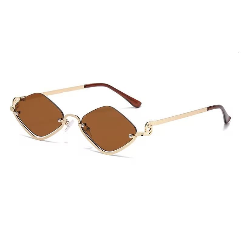 New half-frame rhombus sunglasses metal women's sunglasses European and American fashion cross-border small frame high-end sunglasses 6