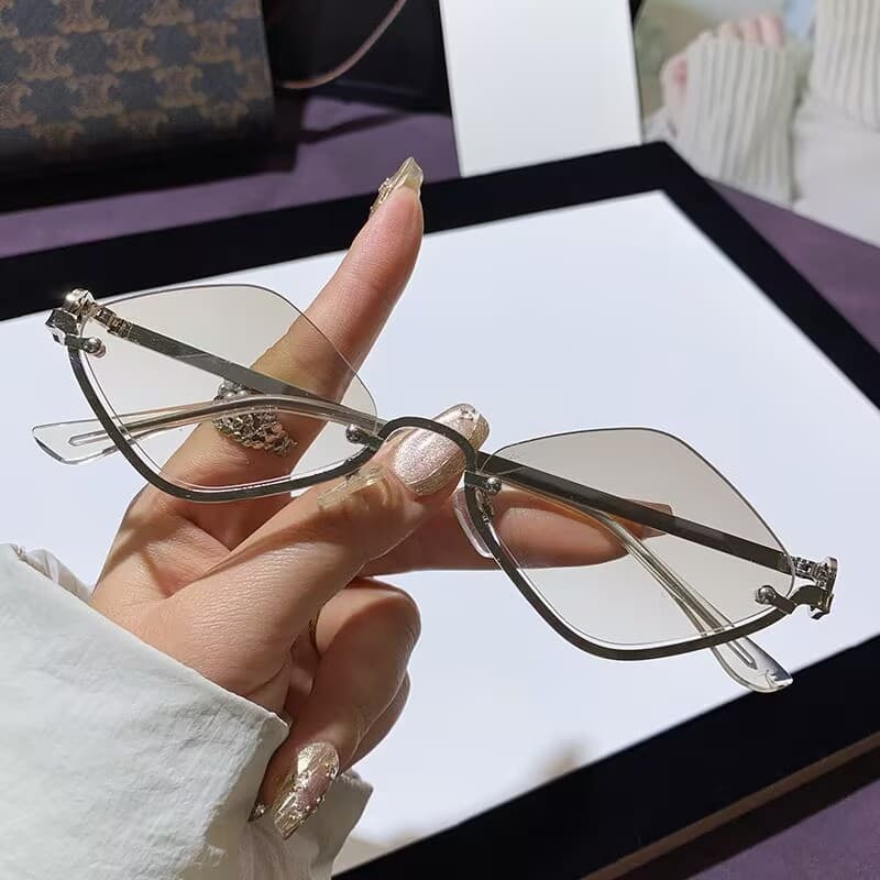 New half-frame rhombus sunglasses metal women's sunglasses European and American fashion cross-border small frame high-end sunglasses 9