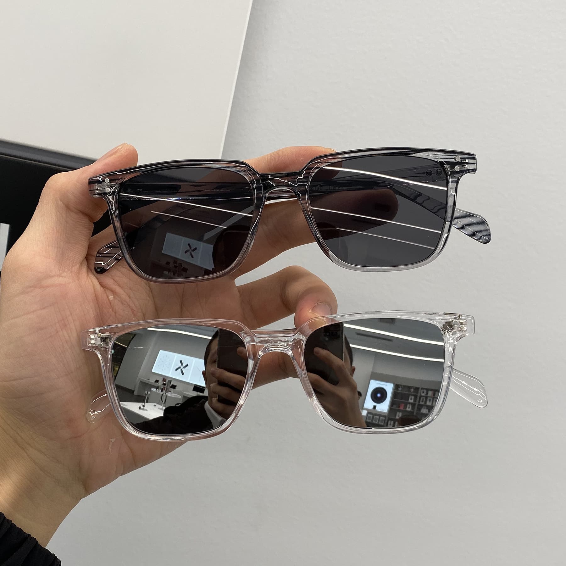Small square frame sunglasses for women, fashionable personality, retro Korean version, new style sunglasses for women with round faces, internet celebrities without makeup, slimming tool 2