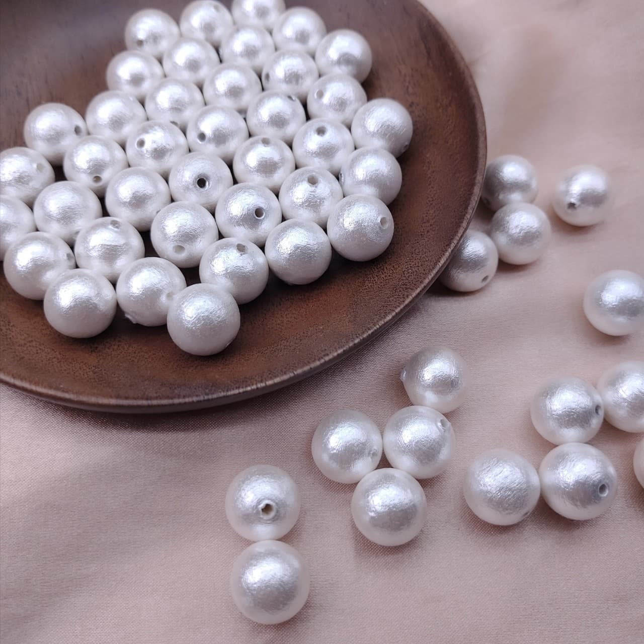Cotton beads half hole high quality imitation pearl white perforated pearl jewelry material diy pearl wholesale round beads 2