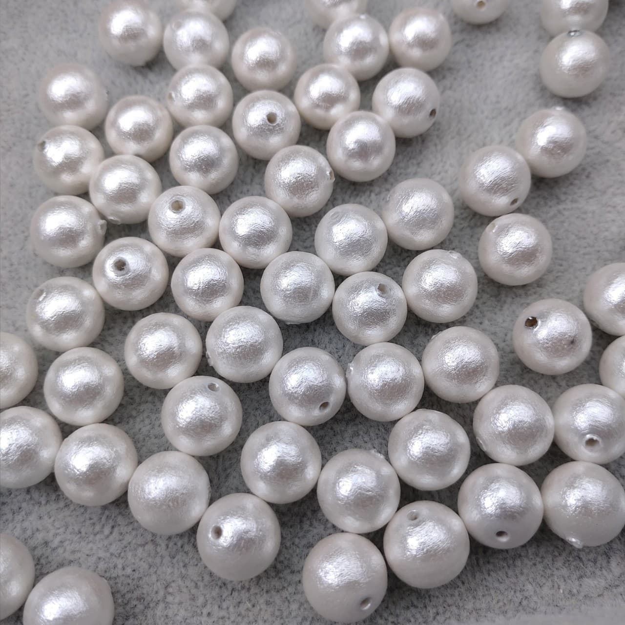 Cotton beads half hole high quality imitation pearl white perforated pearl jewelry material diy pearl wholesale round beads 3